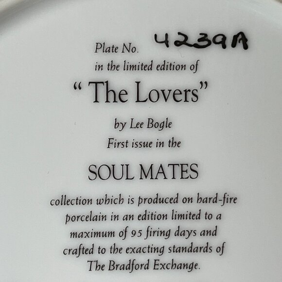 Lee Bogle The Lovers Plate #1 in Soul Mates Collection Native American 1995 - Picture 7 of 9